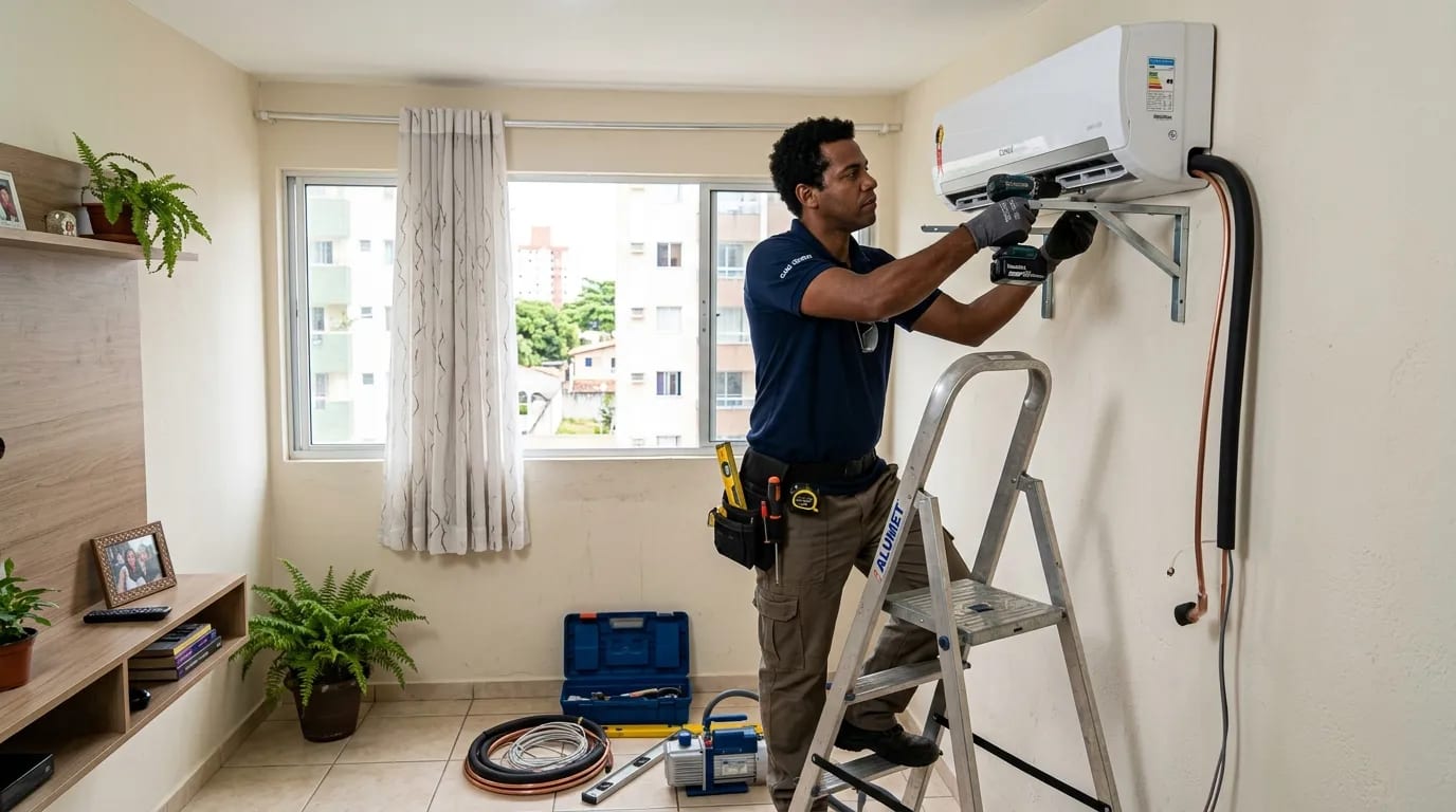 Instalação de ar-condicionado split em Palhoça‑SC