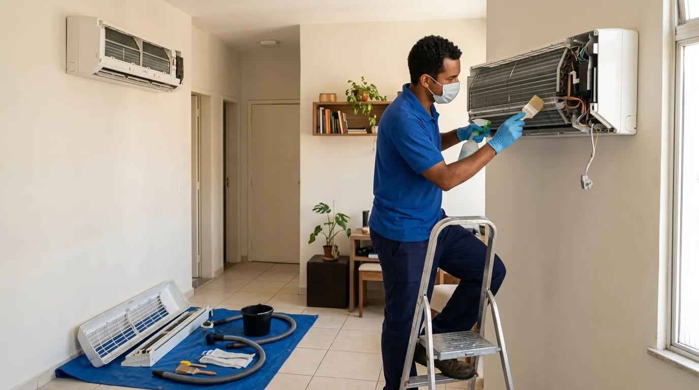 Limpeza da evaporadora em Palhoça‑SC