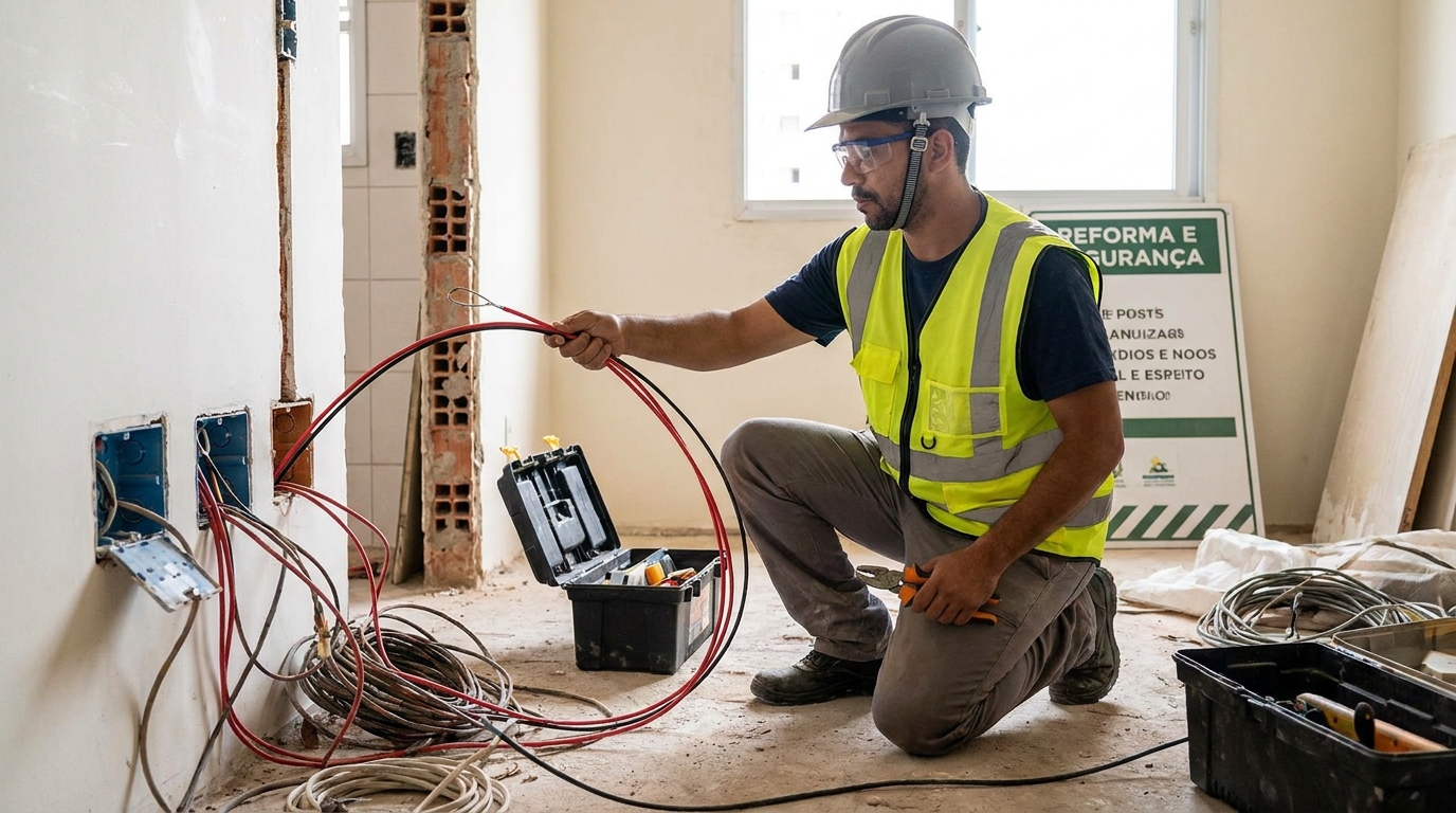 Substituição de fios antigos em Palhoça‑SC